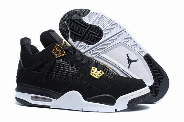 Cheap Air Jordan 4 Retro Royalty 308497-032 Men's Basketball Shoes Black Metall Gold White-16